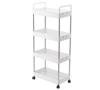 LIVHOME 4-Tier Rolling Storage Cart, White Utility Cart with Lockable Wheels, Arts and Crafts Trolley, Bathroom & Kitchen Organizer, Compact Storage Solution for Closet, Wardrobe & Snacks