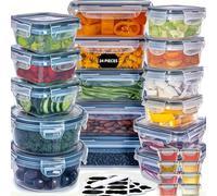 Livhome 48pc Clear Airtight Food Storage Containers with Labels & Marker, BPA-Free Plastic Food Jars, Pantry & Fridge Storage Solution, Stackable Lunch Containers (24 Boxes + 24 Lids)