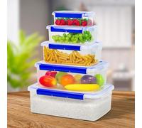 Livhome 5 Pc Plastic Food Storage Containers, BPA-Free Airtight Leakproof Plastic Boxes with Lids, Stackable Tupperware Set, Kitchen Storage Solution for Meals & Leftovers