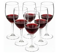 Livhome 6 Pack Reusable Clear Plastic Wine Glasses with Stem, 280ml Unbreakable Red & White Wine Cups for Indoor & Outdoor Parties, Picnics, BBQs & Camping