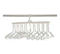 LIVHOME 8 in 1 Magic Clothes Hanger Space Saving Multi Layer Metal Closet Organiser with Folding Hangers for Shirts T-Shirts Jackets Sweaters Trousers Travel Storage (White)