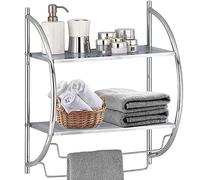 LIVHOME Bathroom Accessory - Elegant Wall Mounted Chrome Shelves for Wall with 2 Towel Holder Bars, 2-Tier Design, Air Holes, Ideal for Kitchen Towel Organization and Storage