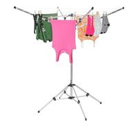 Livhome Clothes Airer 4 Arm Clothes Drying Rack 20m Washing Line, Portable Foldable Freestanding Umbrella Style Clothes Line, Aluminium Alloy Indoor Outdoor Laundry Drying Stand
