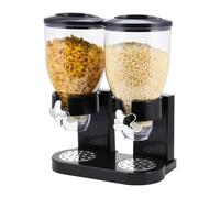 Livhome Double Cereal Dispenser, Classic Dry Food Storage Canister, Kitchen Food Storage Container with Portion Control, Perfect for Cereal, Cornflakes, Candy, Nuts, Beans, Granola (Black)