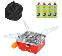 LIVHOME Mini Camping Stove, Portable Folding Windproof High-Efficiency Foldable Small Gas Stove for Outdoor Camping Hiking Backpacking Road Trip with Carry Bag (Mini Stove + 4 Gas)