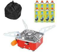 LIVHOME Mini Camping Stove, Portable Folding Windproof High-Efficiency Foldable Small Gas Stove for Outdoor Camping Hiking Backpacking Road Trip with Carry Bag (Mini Stove + 8 Gas)