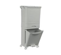 Livhome Recycling Pedal Bin with 4 Recycle Compartments, 42L Double Kitchen Bin, Dry and Wet Waste Separation, Vertical Compost Bin with Wheels, Slim Pedal Bin for Kitchen and Bathroom (Grey)