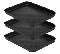LIVHOME Set of 3 Shoe Drip Trays - Multi-Purpose Boot Tray for Rain, Winter Boots, Wellies - Floor Protection For Indoor and Outdoor Use in All Seasons - Black