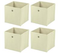 Livhome Set Of 4 Foldable Cube Storage Boxes With Handles, 30 x 30 x 30 cm, Durable Fabric Storage Bins, Versatile Organizer For Home Office Nursery (Beige)