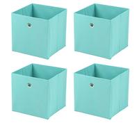Livhome Set Of 4 Foldable Cube Storage Boxes With Handles, 30 x 30 x 30 cm, Durable Fabric Storage Bins, Versatile Organizer For Home Office Nursery (Turquoise)