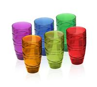 Livhome Set of 6 Durable Acrylic Tumbler Glasses, 550ml Reusable Plastic Glasses with Swirl Design, Stackable Party Cups, Indoor/Outdoor Storage Solution for Drinks & Events (Multi - 6 Pack)