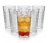 Livhome Set of 6 Hi Ball Plastic Acrylic Tumblers, 550ml Bubble Textured Stackable Drinking Glasses for Picnics, BBQs, Poolside, Camping & Everyday Use (Clear Bubble Texture)