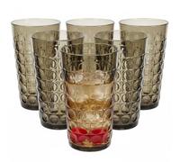 Livhome Set of 6 Hi Ball Plastic Acrylic Tumblers, 550ml Bubble Textured Stackable Drinking Glasses for Picnics, BBQs, Poolside, Camping & Everyday Use (Grey Bubble Texture)