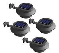 Livhome Solar Powered LED Fence & Gutter Lights, Super Bright 3 LED Outdoor Lamps with Mounting Brackets, Automatic Dusk to Dawn Weather Resistant Security Lighting No Wiring Required (Black, 4 Pack)