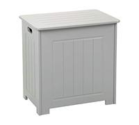 LIVHOME Wooden Laundry Bin with Lid, Free Standing Large Laundry Basket, Wooden Clothes Hamper and Organizer, Bathroom Laundry Basket for Clothes, Wooden Storage Box with Lid (Grey)