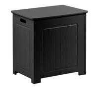 LIVHOME Wooden Laundry Hamper with Lid, Free Standing Large Basket and Organizer for Clothes, Storage Box for Bathroom (Black)