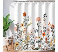 LIVILAN Fabric Floral Shower Curtain Set with 12 Hooks Watercolor Decorative Bath Curtain Modern Bathroom Accessories, Machine Washable, 72" X 84"
