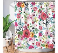 LIVILAN Floral Shower Curtain, Colorful Flowers Fabric Bathroom Curtains Set with Hooks Blossom Bathroom Decor Inches Machine Washable (72x84)