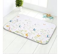 LIVILAN Flower Bath Mat, Floral Rugs, Leaf & Butterfly Design - 24''X16''
