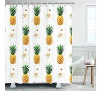 LIVILAN Pineapple Shower Curtain Fruit Shower Curtain Gold Shower Curtain Yellow Pineapple Bathroom Decor Fabric Summer Tropical Shower Curtain Set with 12 Hooks Decorative, 72"x 72"
