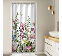LIVILAN Stall Shower Curtain 36W x72H Inches Narrow RV Shower Curtains Floral Shower Curtains for Bathroom Short Shower Curtains Set with 12 Hooks Half Shower Curtain Stall Size