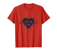 Livin' on a Prayer Inspirational Christian Heart T-Shirt, Men, Red, L
