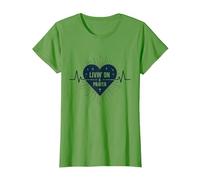 Livin' on a Prayer Inspirational Christian Heart T-Shirt, Women, Grass, XL