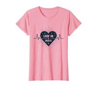 Livin' on a Prayer Inspirational Christian Heart T-Shirt, Women, Pink, 3XL