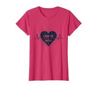 Livin' on a Prayer Inspirational Christian Heart T-Shirt, Women, Red Heather, Large