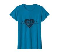 Livin' on a Prayer Inspirational Christian Heart T-Shirt, Women, Sapphire, 3XL