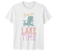 Livin On Lake Time Adirondack Chair Lake Life Lifestyle Mens T-Shirt Womens Tee Graphic Unisex Top Outdoor Recreation 2XL White