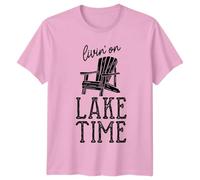 Livin On Lake Time Lake Life Lifestyle Adirondack Chair Graphic Tee Mens T-Shirt Womens Tee Unisex Top Relaxation Apparel 2XL Light Pink