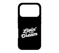 Livin the Dream Retro 70s Cursive Slant Hoodie (Dark) Case for iPhone 17 Pro