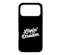 Livin the Dream Retro 70s Cursive Slant Hoodie (Dark) Case for iPhone 17 Pro Max