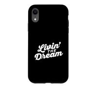 Livin the Dream Retro 70s Cursive Slant Hoodie (Dark) Case for iPhone XR