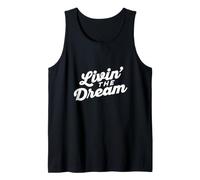 Livin the Dream Retro 70s Cursive Slant Hoodie (Dark) Tank Top
