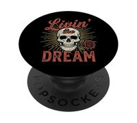 Livin' the Dream Skull Rose PopSockets Adhesive PopGrip