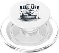 Livin' The Reel Life Funny Bear Fishing Angler PopSockets PopGrip for MagSafe