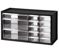 livinbox Plastic Organiser with Transparent Drawers for Arts, Crafts, Sewing Supplies, Stationery ans Office Supplies, Wall Mountable, Stackable Storage Cabinet (Black, 13 Drawers)