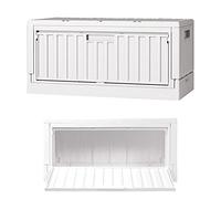 livinbox Plastic storage box with lid, Side door ottoman, Camping table, Collapsible dorm room storage box, Living room storage trunk, Comic, Books, Clothes, Bedding, Pet supplier, 45L, FB-6432B-WT