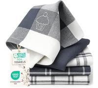 LivinEase 100% Cotton Tea Towels for Kitchen - Pack of 5 Extra Large T Towels - Super Absorbent Dish Cloths for Drying - Decorative Grey Teatowels 70 x 50cm Set