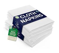 LivinEase 12-Pack White Cotton Cloth Napkins - 100% Organic, Heavy Weight, Reusable, 45 x 45 cm
