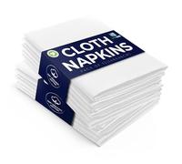 LivinEase 12-Pack White Cotton Cloth Napkins - 100% Organic, Heavy Weight, Reusable, 46 x 46 cm