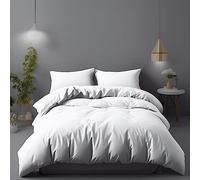 LivinEase Brushed Microfibre Super King Duvet Cover Sets - 100 GSM White Super King Duvet Cover with 2 Pillowcases (50x75 cm) - Hotel Quality Hypoallergenic, Easy Care and Comfortable