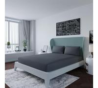 LivinEase Cotton Blend Double Fitted Sheet- 26cm/10Inch Deep Fitted Sheets- Bobble Free, Ease Care, Soft & Comfortable Double Bed Sheets (Charcoal/Grey, Double)