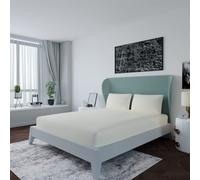 LivinEase Double Fitted Sheet - 10 Inch (26cm) Deep Cotton Blend Bed Sheet - Bobble Free, Easy Care, Soft & Comfortable Cream (Double)