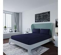 LivinEase King Fitted Sheet - 10in Deep Cotton Blend Super King Size, Bobble Free, Easy Care, Soft & Comfortable Navy Bed Sheets