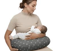 LivinEase Multifunctional Nursing Pillow - Versatile Breastfeeding Pillow with 100% Cotton Pillowcase - Pregnancy Gifts - Washable Maternity Feeding Pillow (Grey Stars)
