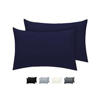 LivinEase Pillow Cases 2 Pack- Cotton Blend Pillowcases 50 x75 cm with 15cm Envelope Closure- Easy Care, Soft and Comfortable Navy Pillow Case (Navy, 2x Pillowcase)