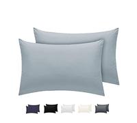 LivinEase Pillow Cases 2 Pack- Cotton Blend Pillowcases 50 x75 cm with 15cm Envelope Closure- Easy Care, Soft and Comfortable Silver Pillow Case (Silver, 2x Pillowcase)